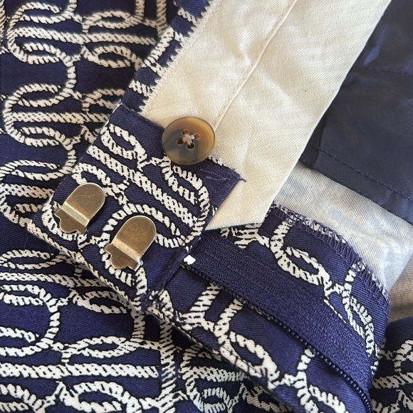 J CREW Womens Navy Rope Print Cotton Blend Flat Front Cafe Capri Pants. Size 00. - Picture 4 of 6